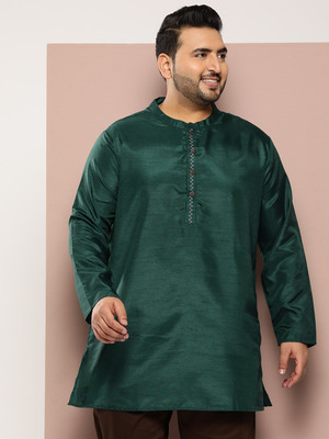 Sztori Men Solid Kaftan Kurta(Green)