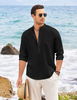 ROYAL SCOUT Men Solid Pathani Kurta(Black)