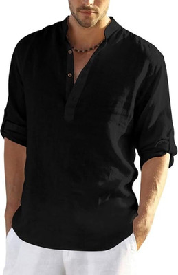 Amrit topwear Men Solid Straight Kurta(Black)