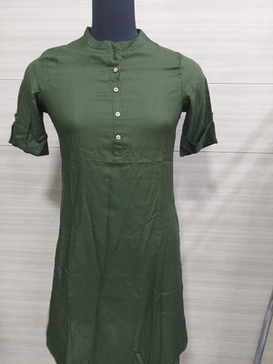 Amadore Women Solid A-line Kurta(Dark Green)