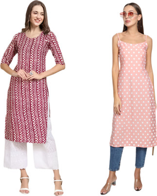 KALLAXI Women Striped Straight Kurta(Multicolor)