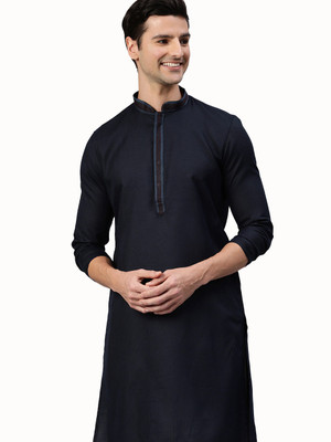 Manthan Men Solid Straight Kurta(Blue)