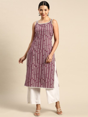 PARAS KUMAR TEXTILE Women Printed A-line Kurta(Maroon)