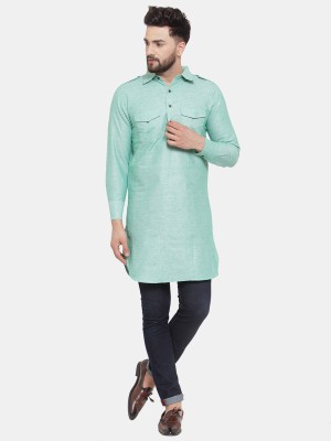 Sayesha Men Solid Pathani Kurta(Green)