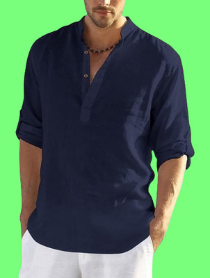 GAINELL Men Solid Straight Kurta(Grey)