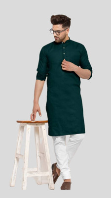 VINAARI Men Solid A-line Kurta(Green)