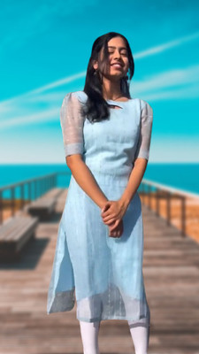 Shree Textiles Women Solid Straight Kurta(Blue)