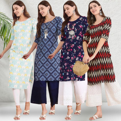 1 Stop Fashion Women Printed A-line Kurta(Multicolor)