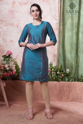 Sajda Women Solid Straight Kurta(Blue)