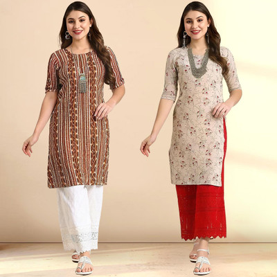1 Stop Fashion Women Printed A-line Kurta(Multicolor)