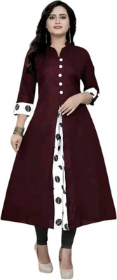 Texpa Fashion Women Solid A-line Kurta(Brown)