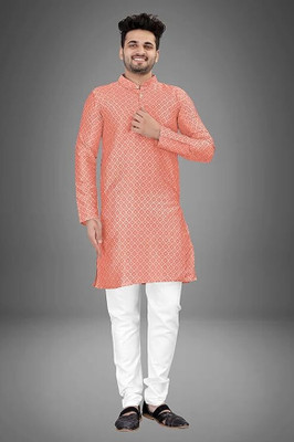 SANMIKA Men Self Design A-line Kurta(Beige)