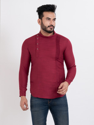 sultan Men Solid Straight Kurta(Maroon)