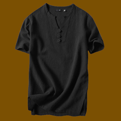 HouseOfCommon Men Solid Straight Kurta(Black)