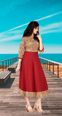 HouseOfCommon Women Printed Anarkali Kurta(Multicolor)