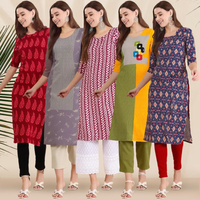 1 Stop Fashion Women Printed Straight Kurta(Multicolor)