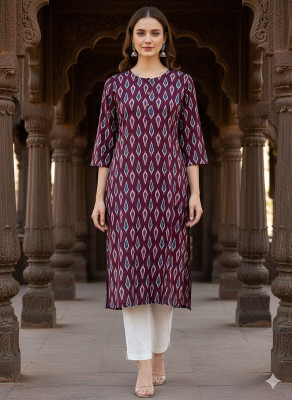 Saka Designs Women Printed Straight Kurta(Purple)