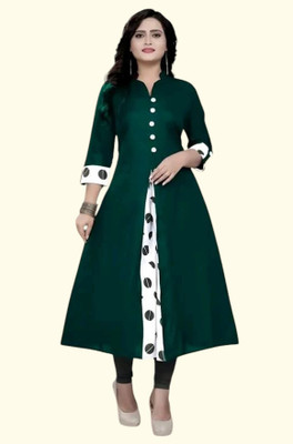 U CREATION Women Self Design Anarkali Kurta(Green)