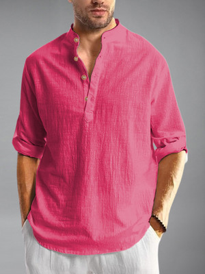 Navkanj Men Solid Straight Kurta(Pink)