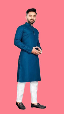 Anuj Fashion Men Self Design A-line Kurta(Blue)