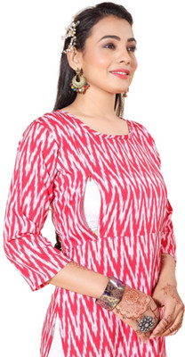 Parwati Creation Women Abstract A-line Kurta(Pink)