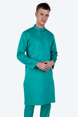 french crown Men Solid Ethnic Dress Kurta(Blue)