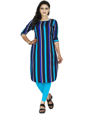 HouseOfCommon Women Printed Straight Kurta(Blue)