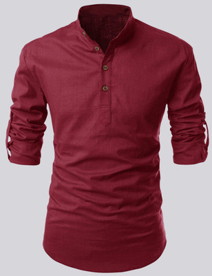 ROYAL SCOUT Men Solid Straight Kurta(Maroon)