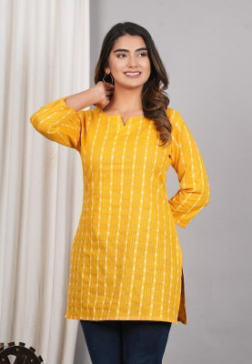 Burundi Blu Women Embroidered A-line Kurta(Yellow)