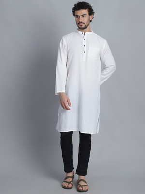 Aarsha Men Printed Straight Kurta(White)