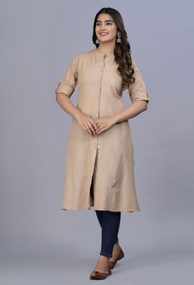 EMPIRE STYLE Women Solid A-line Kurta(Beige)