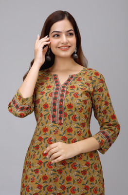 GREYSHADE Women Floral Print Straight Kurta(Multicolor)