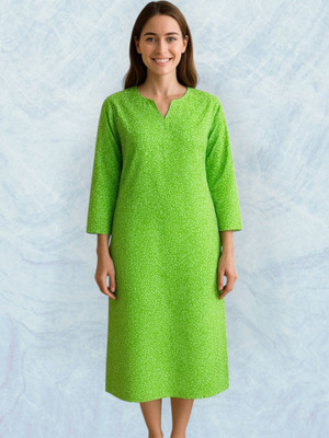 HouseOfCommon Women Self Design A-line Kurta(Green)