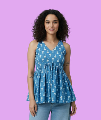 MISHTI TEXTILE Beach Wear Printed Women Blue Top