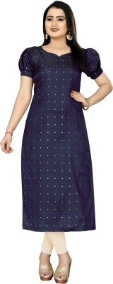 SKYBEATFAB Women Woven Design Straight Kurta(Blue)