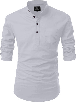 Nnc Men Solid Straight Kurta(Silver)