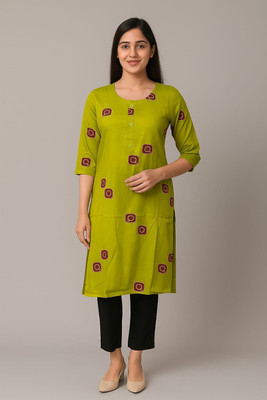 FASHIONTARA Women Printed A-line Kurta(Green)