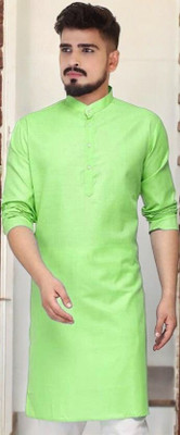 Krisha trend Men Solid Straight Kurta(Light Green)