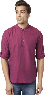 Indus Route by Pantaloons Men Solid Straight Kurta(Purple)