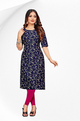 HouseOfCommon Women Printed A-line Kurta(Blue)