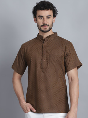 Aarsha Men Printed Straight Kurta(Brown)