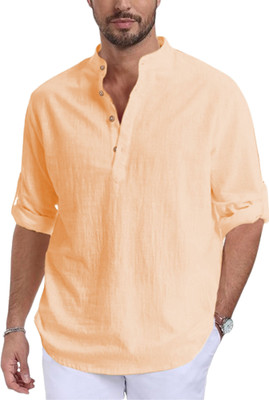 Vida Loca Men Solid Straight Kurta(Orange)