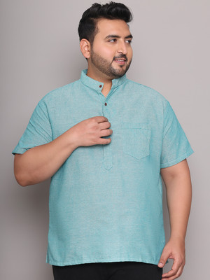 ED PLUS Men Solid Straight Kurta(Blue)