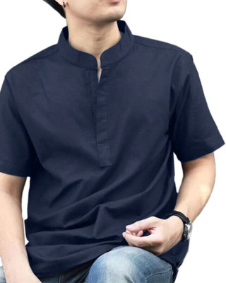 Amrit Trending Men Solid A-line Kurta(Blue)