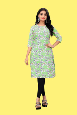 Tulsii Fab Women Printed Anarkali Kurta(Light Green)