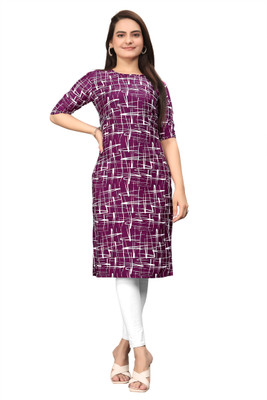 RANGRASIYA CORPORATION Women Printed Straight Kurta(Purple)
