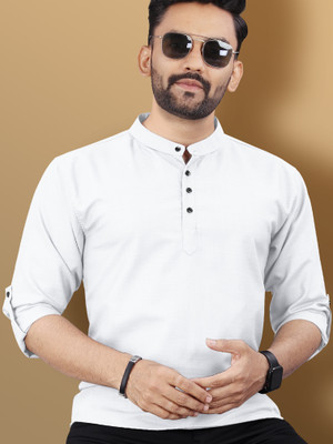 VeBNoR Men Solid Straight Kurta(White)