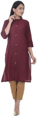 MOUYAL ART Women Solid Straight Kurta(Maroon)