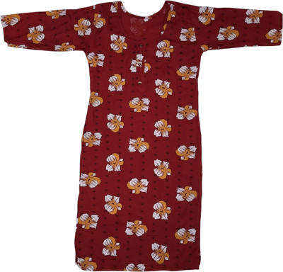 aaapremises Women Solid Straight Kurta(Maroon)