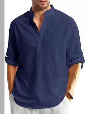 Classycollar Men Solid A-line Kurta(Dark Blue)